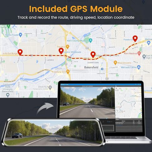 كاميرا أمامية وخلفية GKU M10 4K Dash Cam مع نظام تحديد المواقع WiFi المدمج، وكاميرا مرآة الرؤية الخلفية بشاشة 10 بوصة، وبطاقة SD سعة 32 جيجابايت متضمنة، وكاميرا عكسية مع مستشعر IMX335، ووضع انتظار السيارات على مدار 24 ساعة in Kuwait