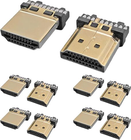 10 قطعة HDMI A نوع ذكر مطلي بالذهب 19 دبوس موصلات إصلاح سلك لحام من النوع in Saudi Arabia