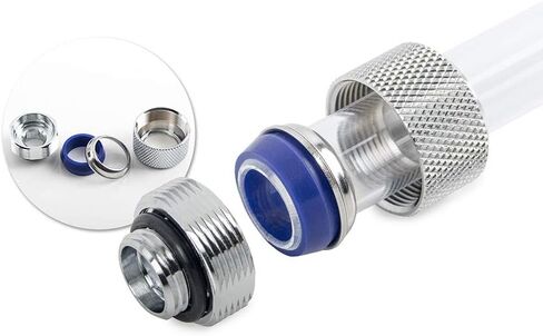 Bitspower G1/4" تركيب متعدد الوصلات متقدم، للأنابيب الصلبة مقاس 14 مم OD، فضي لامع in Kuwait