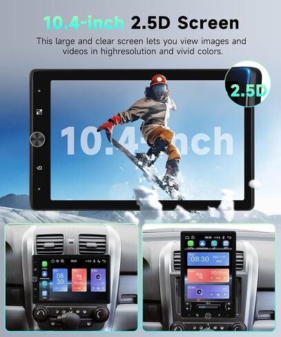 10.4 بوصة ستيريو سيارة أحادي الدين مع راديو Carplay لاسلكي Android رابط مرآة تلقائي، Podofo عمودي قابل للدوران بشاشة تعمل باللمس ستيريو سيارة مع بلوتوث FM EQ SWC USB/TF بطاقة منفذ كاميرا احتياطية in Saudi Arabia