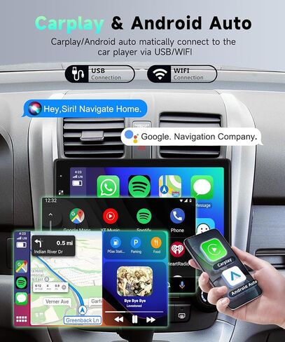 10.4 بوصة ستيريو سيارة أحادي الدين مع راديو Carplay لاسلكي Android رابط مرآة تلقائي، Podofo عمودي قابل للدوران بشاشة تعمل باللمس ستيريو سيارة مع بلوتوث FM EQ SWC USB/TF بطاقة منفذ كاميرا احتياطية in Saudi Arabia