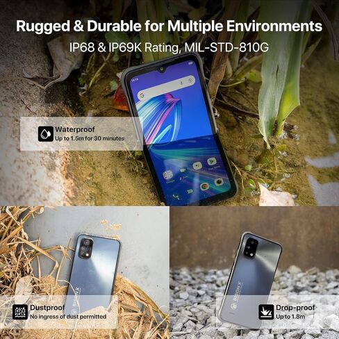 UMIDIGI Bison X10S NFC هواتف ذكية متينة غير مقفلة، 4 جيجابايت + 64 جيجابايت بطارية 6150 مللي أمبير في الساعة IP68/IP69K هاتف مقاوم للماء ومضاد للصدمات مع هاتف ذكي بشاشة كاملة كبيرة 6.53 بوصة وكاميرا رئيسية 16 ميجابكسل هاتف خلوي in Kuwait