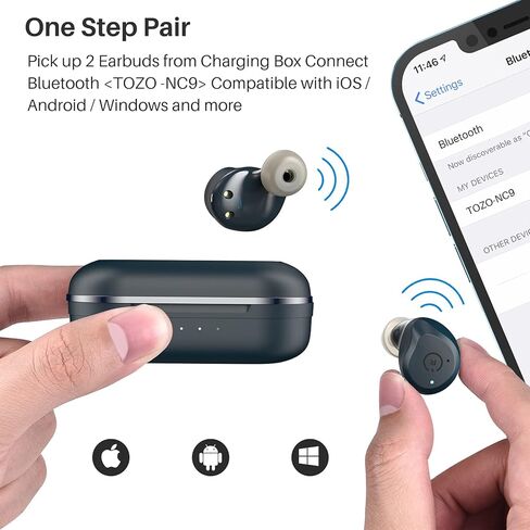 سماعات أذن TOZO NC9 الهجينة النشطة بخاصية إلغاء الضوضاء اللاسلكية، سماعات داخل الأذن IPX6 مقاومة للماء بلوتوث 5.0 سماعات ستيريو، صوت غامر ممتاز، سماعة رأس عميقة، بني (متجدد) in Kuwait