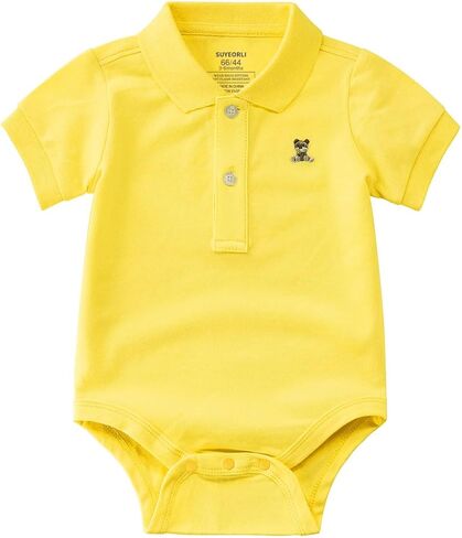 Baby Boys Girls Polo Bodysuit Cotton Short Sleeve Embroidery Bear Romper Jumpsuit 0-24 Months in Saudi Arabia