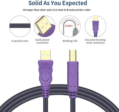 Printer Cable 10 feet, USB 2.0 Cable A-Male to B-Male for Printer/Scanner (10 ft) in Saudi Arabia