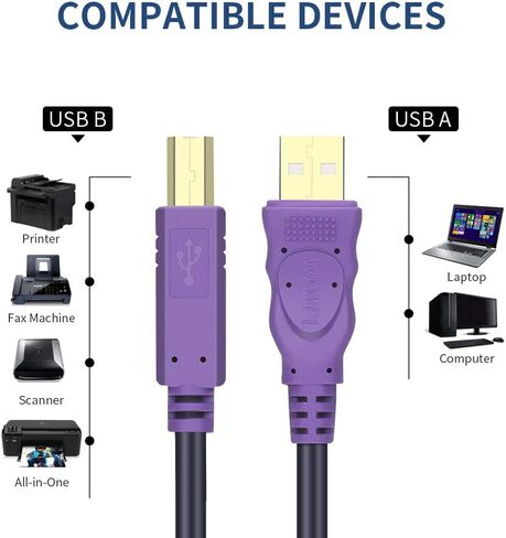 Printer Cable 10 feet, USB 2.0 Cable A-Male to B-Male for Printer/Scanner (10 ft) in Saudi Arabia