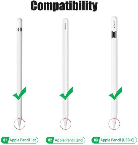 AGVEE Replacement Tips Storage Box for Apple Pencil 1st 2nd USB-C, 6Pcs Pencil Tips and 6 Pcs Silicone Fiber Nibs Caps Cases Covers Protectors for iPad Stylus Pencil, White in Saudi Arabia