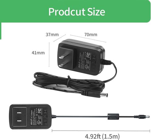 AC to DC 5V 3A Power Supply Adapter, Plug 5.5mm x 2.1mm, UL Listed FCC in Saudi Arabia