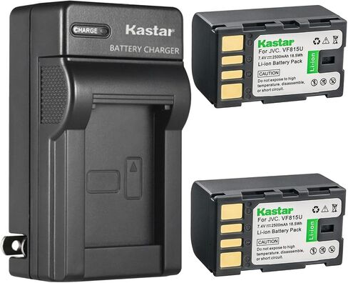 Kastar 3 عبوات بطارية وشاحن حائط تيار متردد بديل لـ JVC GZ-HD30S GZ-HD30US GZ-HD40 GZ-HD40AC GZ-HD40EK GZ-HD40EX GZ-HD40US GZ-HD200 GZ-HD200A GZ-HD200B GZ-HD200R GZ-HD230 GZ- HD260 جي زد-HD300 in Saudi Arabia