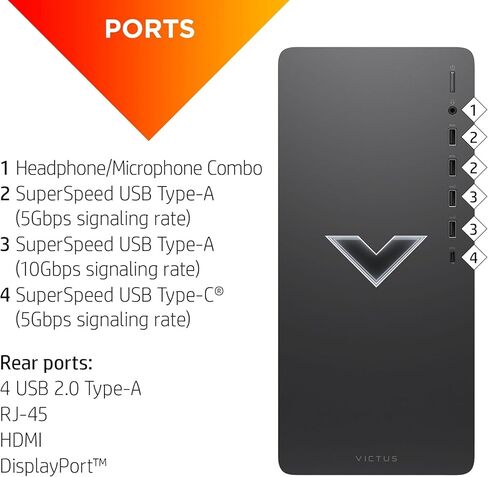 HP Victus 15L Gaming Desktop - AMD Ryzen 5-5600G up to 4.4 GHz, 16GB RAM, 1TB PCIe SSD, AMD Radeon RX 6400 Graphics, Wi-Fi 6, Bluetooth, Windows 11 Home, with USB WiFi Adpater in Saudi Arabia