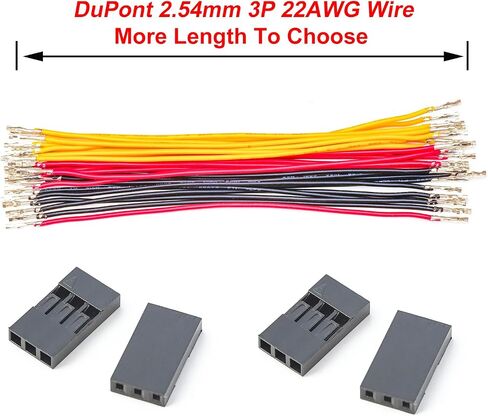 Dupont 2.54mm Wire Female to Female Dupont Connector & 22AWG Pre-Crimped Cable, Single Row 1/2/3/4/5/6/7/8/9/10P JST Connector with Length of 10/30/50/100cm Dupont Wire (5Pcs FF 3P-100CM) in Saudi Arabia