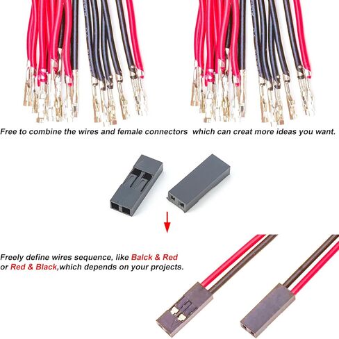 Dupont 2.54mm Wire Female to Female Dupont Connector & 22AWG Pre-Crimped Cable, Single Row 1/2/3/4/5/6/7/8/9/10P JST Connector with Length of 10/30/50/100cm Dupont Wire (5Pcs FF 3P-100CM) in Saudi Arabia