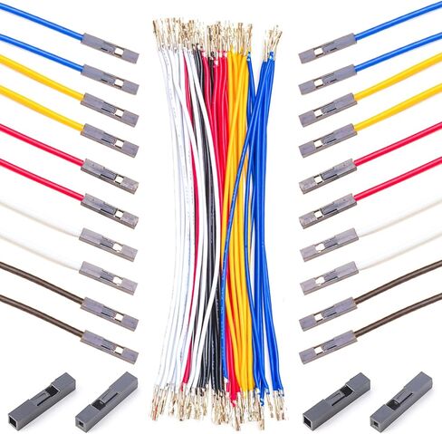 Dupont سلك 2.54 مم موصل دوبونت أنثى إلى أنثى وكابل مجعد مسبقًا 22AWG، صف واحد 1/2/3/4/5/6/7/8/9/10P موصل JST بطول 10/30/50/100 سم Dupont سلك (5 قطع FF 3P-100 سم) in Kuwait