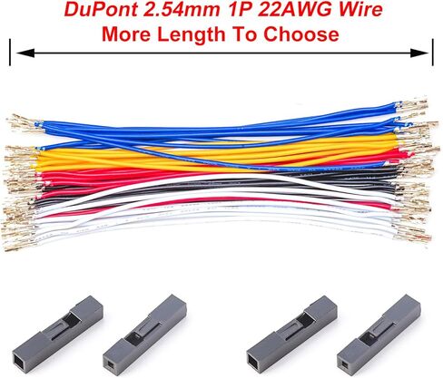 Dupont سلك 2.54 مم موصل دوبونت أنثى إلى أنثى وكابل مجعد مسبقًا 22AWG، صف واحد 1/2/3/4/5/6/7/8/9/10P موصل JST بطول 10/30/50/100 سم Dupont سلك (5 قطع FF 3P-100 سم) in Kuwait