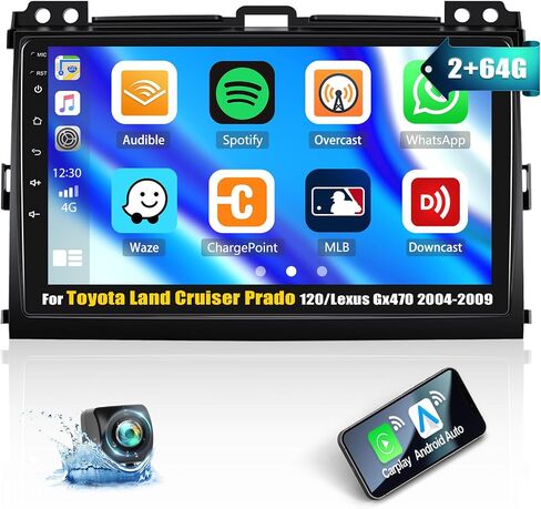 [2+64G] ستيريو سيارة Android 13 لسيارة Toyota Land Cruiser Prado 120/Lexus Gx470 2004-2009 مع Carplay&Android Auto، راديو سيارة بشاشة لمس 9 بوصة مع وصلة مرآة GPS WiFi Bluetooth FM/RDS SWC+كاميرا احتياطية in Saudi Arabia