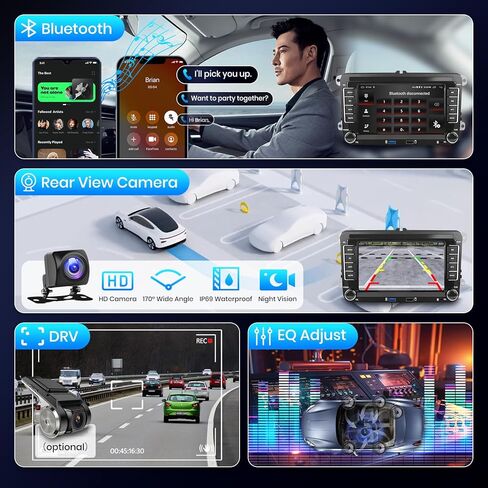 2G+64G for VW Passat Tiguan Golf Jetta T5 EOS Polo Skoda Android Car Radio with Wireless Carplay, 7" Android Auto Touchscreen Supports GPS Navigation,FM/RDS,SWC,Bluetooth Radio Double Din Car Stereo in Saudi Arabia