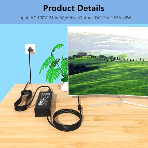 19V 2.53A 48W AC محول شاحن تلفزيون Samsung UN32J4000AF UN32J4500AFXZA UN32J400D UN32J400DAF UN32J5205 UN32J5205AFXZA BN44-00835A A4819-FDY 22 بوصة 32 بوصة LCD LED HDTV مراقب سلك إمداد الطاقة in Kuwait