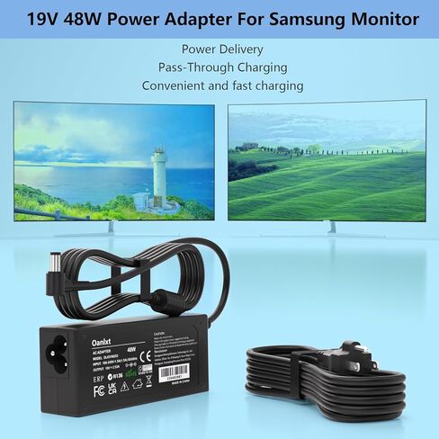 19V 2.53A 48W AC محول شاحن تلفزيون Samsung UN32J4000AF UN32J4500AFXZA UN32J400D UN32J400DAF UN32J5205 UN32J5205AFXZA BN44-00835A A4819-FDY 22 بوصة 32 بوصة LCD LED HDTV مراقب سلك إمداد الطاقة in Kuwait