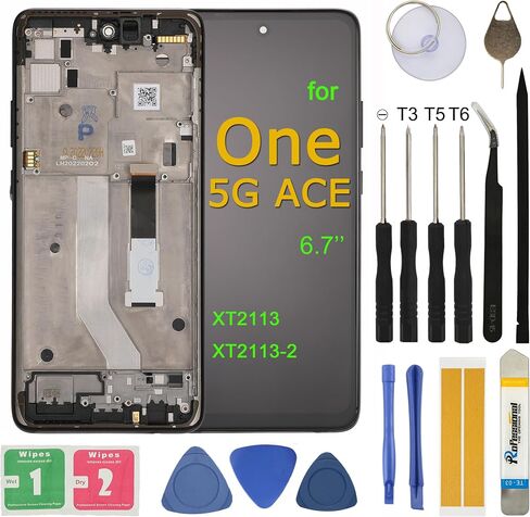 استبدال الشاشة لموتورولا موتو ون 5G Ace UW XT2113-1 6.7 بوصة تجميع شاشة LCD تعمل باللمس مجموعة أدوات التحويل الرقمي مع الإطار in Saudi Arabia
