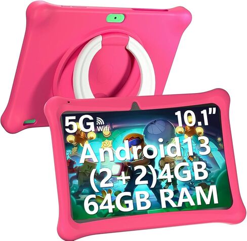تابلت SGIN مقاس 10 بوصات للأطفال، تابلت Android 13 للأطفال مع حافظة للأطفال، ذاكرة وصول عشوائي 2+2 جيجابايت وذاكرة وصول عشوائي 64 جيجابايت، 5000 مللي أمبير في الساعة، كاميرا مزدوجة، شاشة 1280 * 800، تابلت KIDOZ المثبت مسبقًا للأطفال الصغار، التحكم الأبوي  in Kuwait
