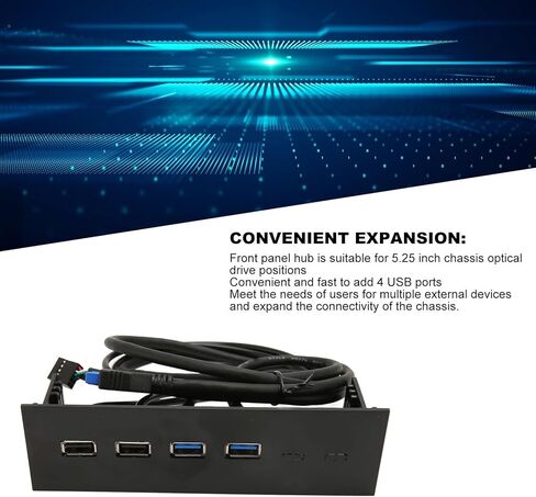 لوحة أمامية 5.25 بوصة USB C Hub، USB2.0 2 USB3.0 عالية السرعة 5.25 بوصة لوحة توسيع الكمبيوتر 4 منافذ in Kuwait