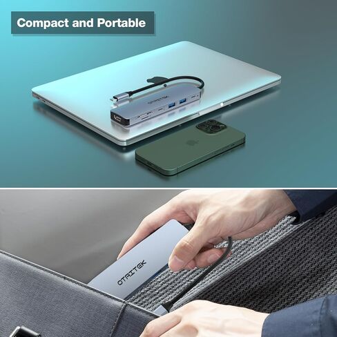 موزع USB C 7 في 1، محول USB C، 7 في 1 مع PD 100 وات، منفذ HDMI مع مخرج 4K، دعم بطاقة SD/TF، ​​2 * USB-A 3.0، USB-C 3.0، يستخدم في الكمبيوتر المحمول، Mac Pro/MacMini طاولة سيرفس برو 8 in Kuwait