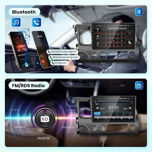 2G+64G for Honda Civic 2006-2011 Android 13 Car Stereo with Wireless Carplay Android Auto, 10.1 Inch Touch Screen Car Radio Support GPS/WiFi/Bluetooth/FM/Voice Control/SWC/Backup Camera in Saudi Arabia