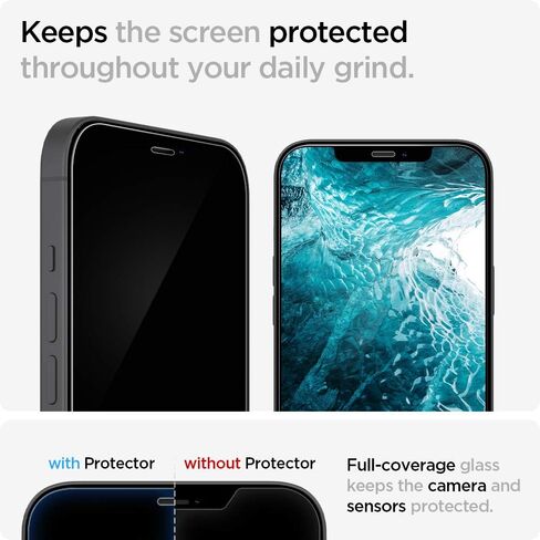 واقي شاشة من الزجاج المقوى من Spigen [GlasTR EZ FIT] مصمم لهاتف iPhone 12 mini - حماية المستشعر / عبوتين in Kuwait