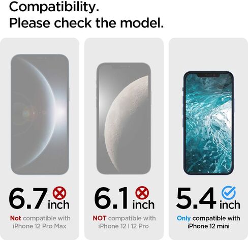 واقي شاشة من الزجاج المقوى من Spigen [GlasTR EZ FIT] مصمم لهاتف iPhone 12 mini - حماية المستشعر / عبوتين in Kuwait