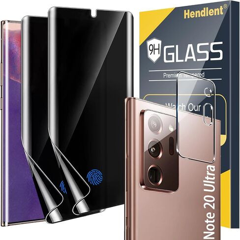 [عبوة من قطعتين+1] واقي شاشة فائق الخصوصية لهاتف Galaxy Note 20، فتح ببصمة الإصبع، طبقة شفافة عالية الدقة مضادة للتجسس لهاتف Samsung Galaxy Note 20 Ultra 5G واقي شاشة كاميرا من الزجاج المقوى in Saudi Arabia
