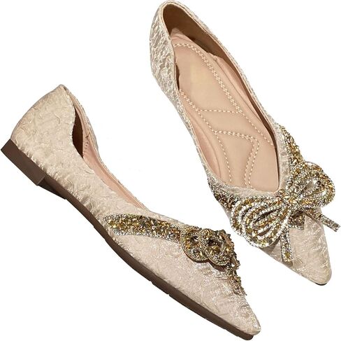Bowknot Ballet Flats Sandals for Women Pointed Toe Dressy Crystals Shoes Comfort Light Weight Loafers Slip-ons Moccasins in Saudi Arabia