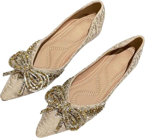 Bowknot Ballet Flats Sandals for Women Pointed Toe Dressy Crystals Shoes Comfort Light Weight Loafers Slip-ons Moccasins in Saudi Arabia