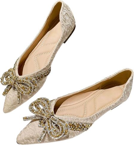 Bowknot Ballet Flats Sandals for Women Pointed Toe Dressy Crystals Shoes Comfort Light Weight Loafers Slip-ons Moccasins in Saudi Arabia