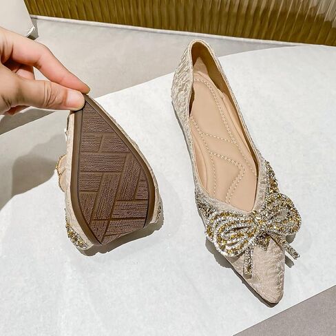 Bowknot Ballet Flats Sandals for Women Pointed Toe Dressy Crystals Shoes Comfort Light Weight Loafers Slip-ons Moccasins in Saudi Arabia