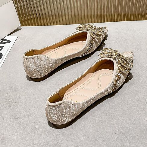 Bowknot Ballet Flats Sandals for Women Pointed Toe Dressy Crystals Shoes Comfort Light Weight Loafers Slip-ons Moccasins in Saudi Arabia