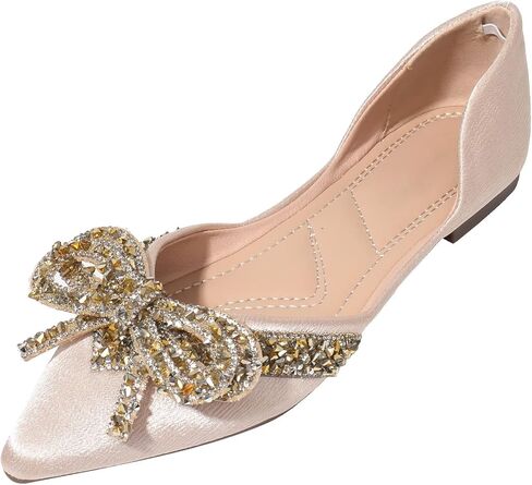 Bowknot Ballet Flats Sandals for Women Pointed Toe Dressy Crystals Shoes Comfort Light Weight Loafers Slip-ons Moccasins in Saudi Arabia