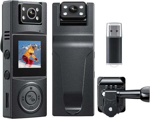 BOBLOV A23Pro Body Camera with 180°Rotatable Lens, 2K/48MP Small Body Camera, Night Vision Function, Last Long for 7-Hour Recording, with a Car Mount for Cycling&1/4 Screw Hole in Saudi Arabia
