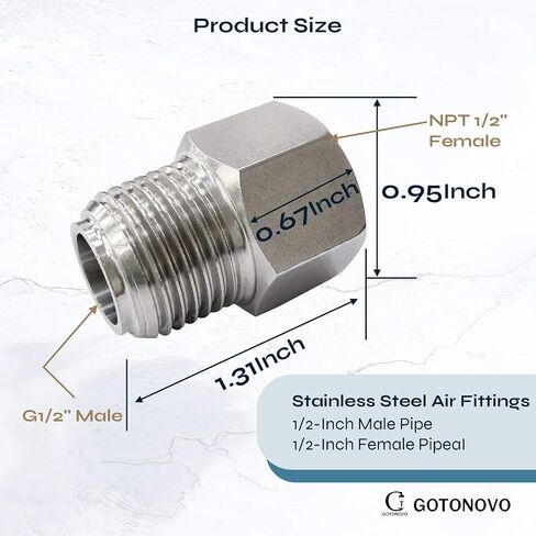 gotonovo NPT 1/2 Female Thread to 1/2 Inch Male Thread Pipe Fitting Converter Adapter Solid Brass 2 Pack in Saudi Arabia