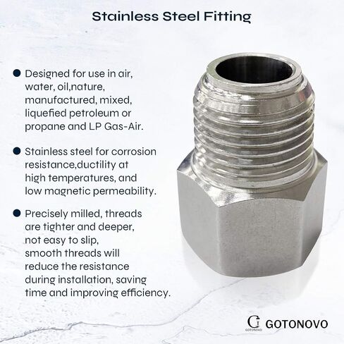 gotonovo NPT 1/2 Female Thread to 1/2 Inch Male Thread Pipe Fitting Converter Adapter Solid Brass 2 Pack in Saudi Arabia