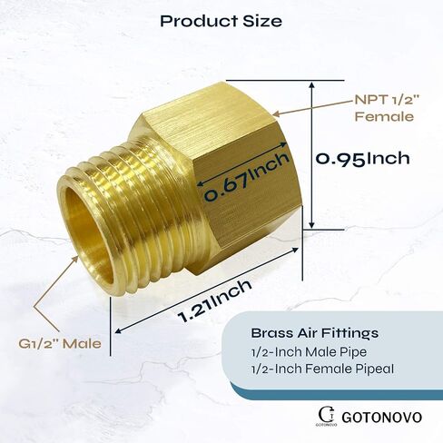 gotonovo NPT 1/2 Female Thread to 1/2 Inch Male Thread Pipe Fitting Converter Adapter Solid Brass 2 Pack in Saudi Arabia