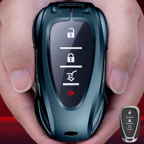 لسيارة شيفروليه تشيفي لسيارة جي إم سي (أسود) حافظة متينة من سبائك الزنك حافظة غطاء فوب عن بعد (2016-2022+) بليزر بولت كامارو كروز إكوينوكس ماليبو سونيك سبارك تراكس فولت سمارت CHEV-B in Kuwait