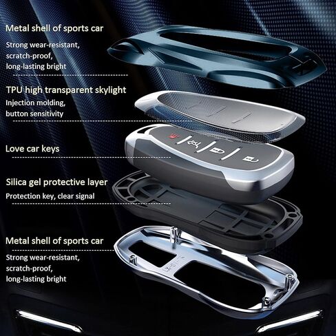 لسيارة شيفروليه تشيفي لسيارة جي إم سي (أسود) حافظة متينة من سبائك الزنك حافظة غطاء فوب عن بعد (2016-2022+) بليزر بولت كامارو كروز إكوينوكس ماليبو سونيك سبارك تراكس فولت سمارت CHEV-B in Kuwait