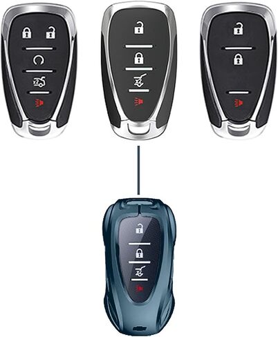 لسيارة شيفروليه تشيفي لسيارة جي إم سي (أسود) حافظة متينة من سبائك الزنك حافظة غطاء فوب عن بعد (2016-2022+) بليزر بولت كامارو كروز إكوينوكس ماليبو سونيك سبارك تراكس فولت سمارت CHEV-B in Kuwait