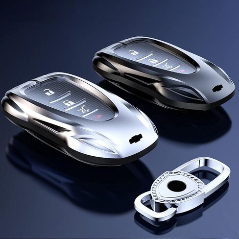 لسيارة شيفروليه تشيفي لسيارة جي إم سي (أسود) حافظة متينة من سبائك الزنك حافظة غطاء فوب عن بعد (2016-2022+) بليزر بولت كامارو كروز إكوينوكس ماليبو سونيك سبارك تراكس فولت سمارت CHEV-B in Kuwait