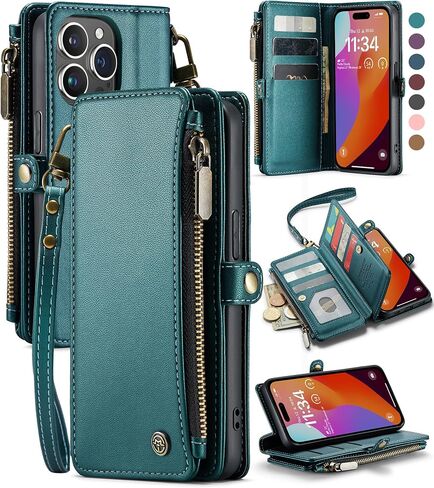 Defencase for iPhone 15 Pro Max Phone Case,【RFID Blocking】 for iPhone 15 Pro Max Wallet Case for Women Men with Card Holder Zipper PU Leather Protective Phone Cover for iPhone 15 Pro Max Case, Black in Kuwait