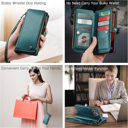 Defencase for iPhone 15 Pro Max Phone Case,【RFID Blocking】 for iPhone 15 Pro Max Wallet Case for Women Men with Card Holder Zipper PU Leather Protective Phone Cover for iPhone 15 Pro Max Case, Black in Kuwait
