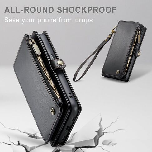 Defencase for iPhone 15 Pro Max Phone Case,【RFID Blocking】 for iPhone 15 Pro Max Wallet Case for Women Men with Card Holder Zipper PU Leather Protective Phone Cover for iPhone 15 Pro Max Case, Black in Kuwait