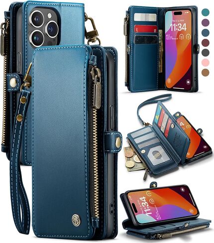 Defencase for iPhone 15 Pro Max Phone Case,【RFID Blocking】 for iPhone 15 Pro Max Wallet Case for Women Men with Card Holder Zipper PU Leather Protective Phone Cover for iPhone 15 Pro Max Case, Black in Kuwait