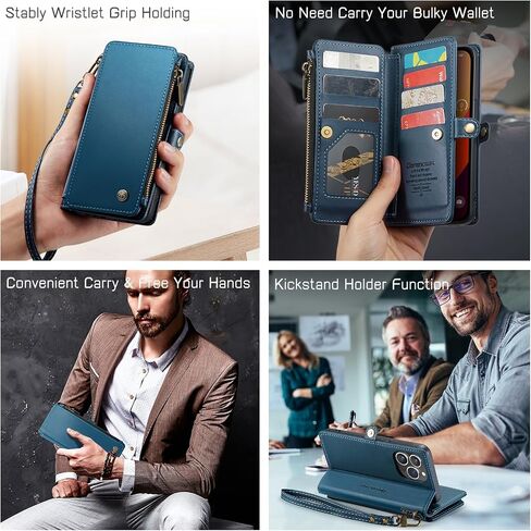 Defencase for iPhone 15 Pro Max Phone Case,【RFID Blocking】 for iPhone 15 Pro Max Wallet Case for Women Men with Card Holder Zipper PU Leather Protective Phone Cover for iPhone 15 Pro Max Case, Black in Kuwait