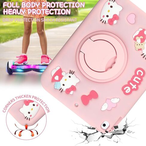 Coolden for iPad 9th 8th 7th Generation Case for Kid Girls iPad 10.2 Case with Screen Protector Kickstand Shoulder Strap Cute Cat Case Cartoon Silicone Protective Case for iPad 9th/8th/7th Gen-Pink in Kuwait